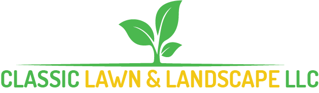 Classic Green Lawns logo with vibrant grass background
