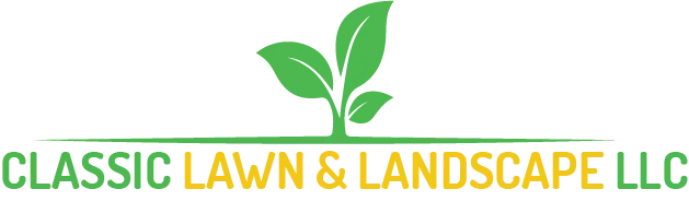 Classic Green Lawns logo with vibrant grass background